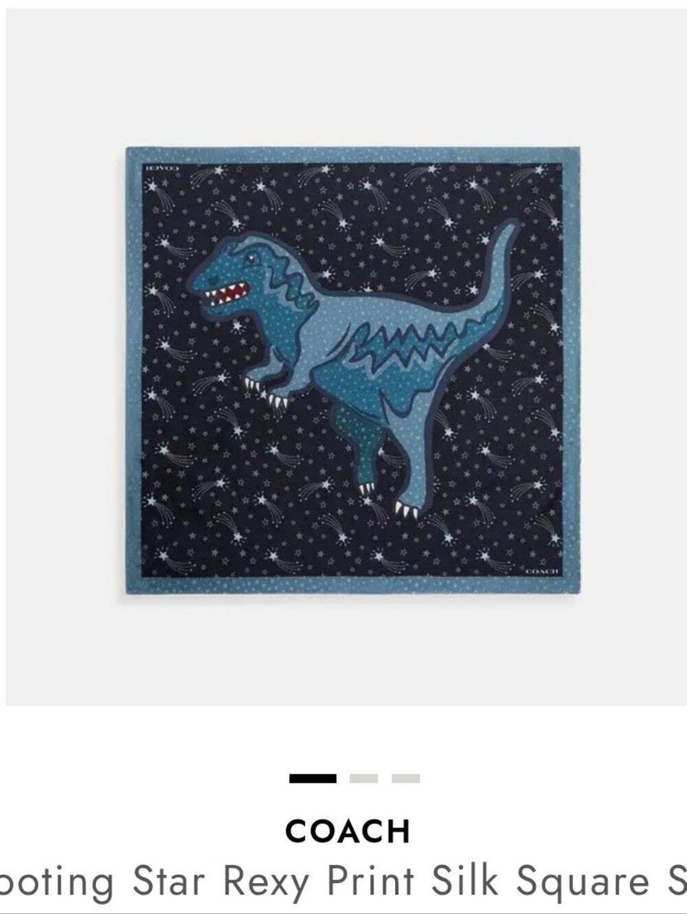 Coach Blue Rexy Dinosaur Silk Scarf